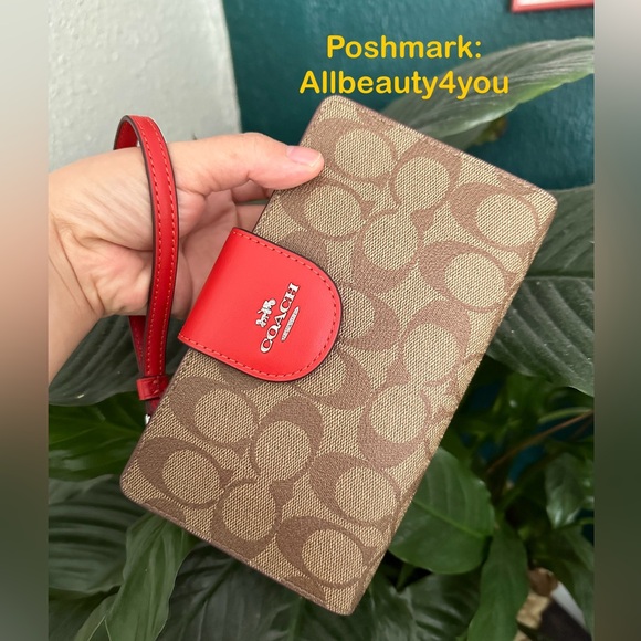 NWT COACH Phone Wallet In Colorblock Signature Canvas